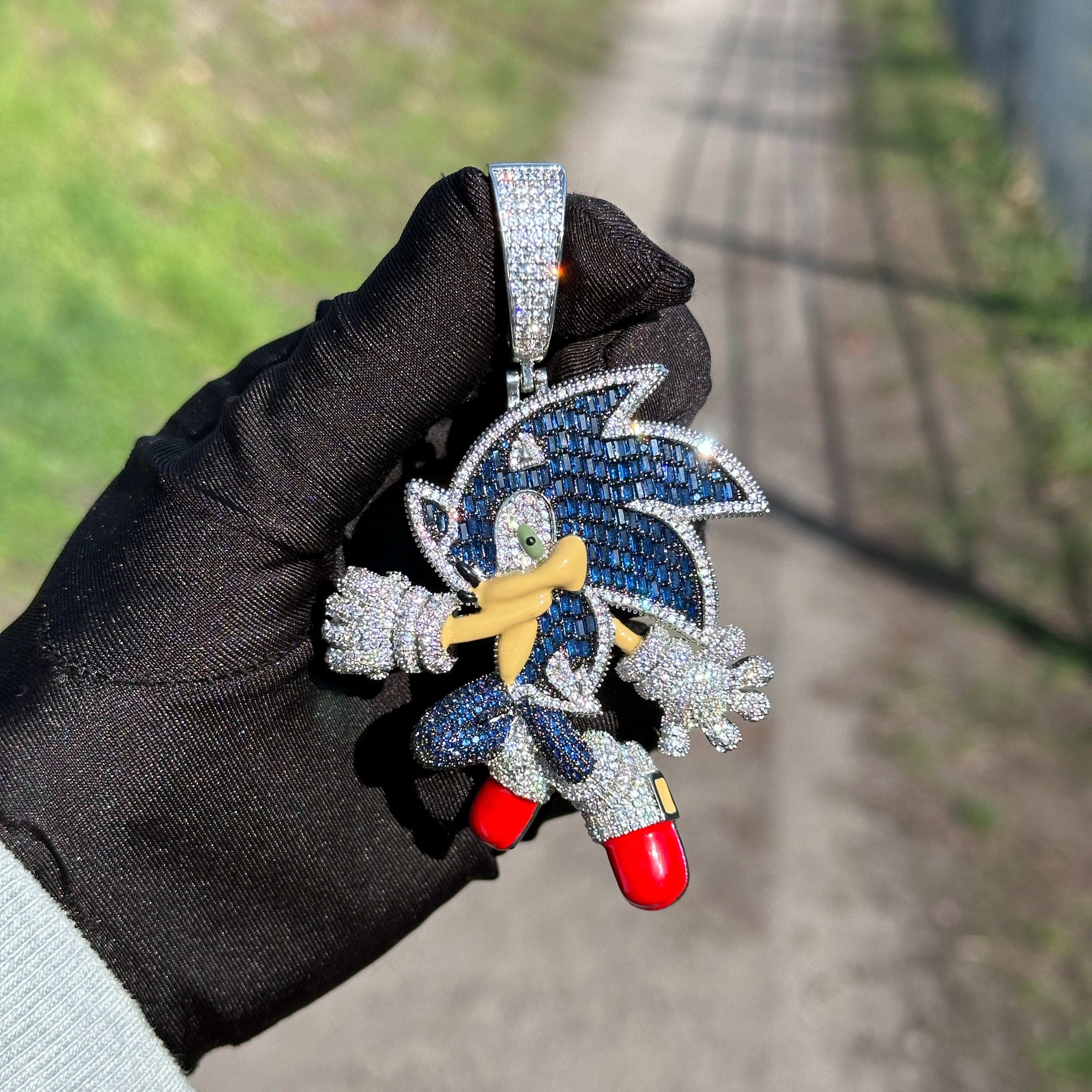 Custom Iced Enamel Hedgehog Pendant - 925 Silver