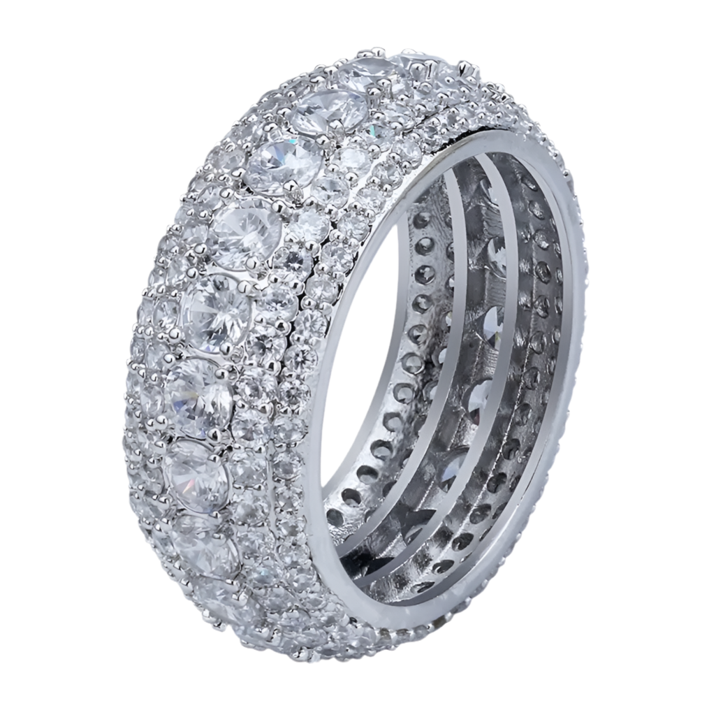 5 Layer Diamond Band Ring in 925 Silver