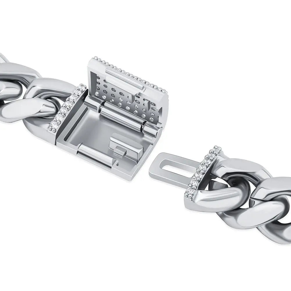 10mm Iced Clasp Cuban Chain in White Gold   The Icetruck