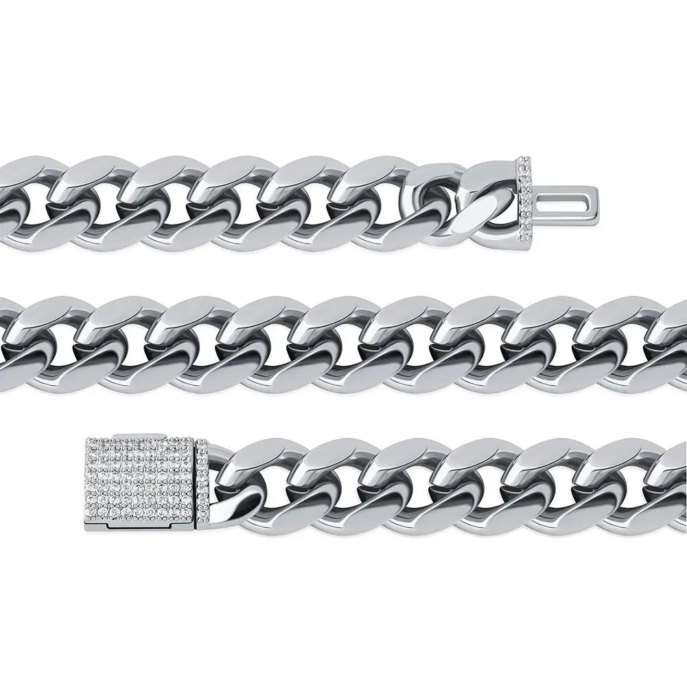 10mm Iced Clasp Cuban Chain in White Gold   The Icetruck