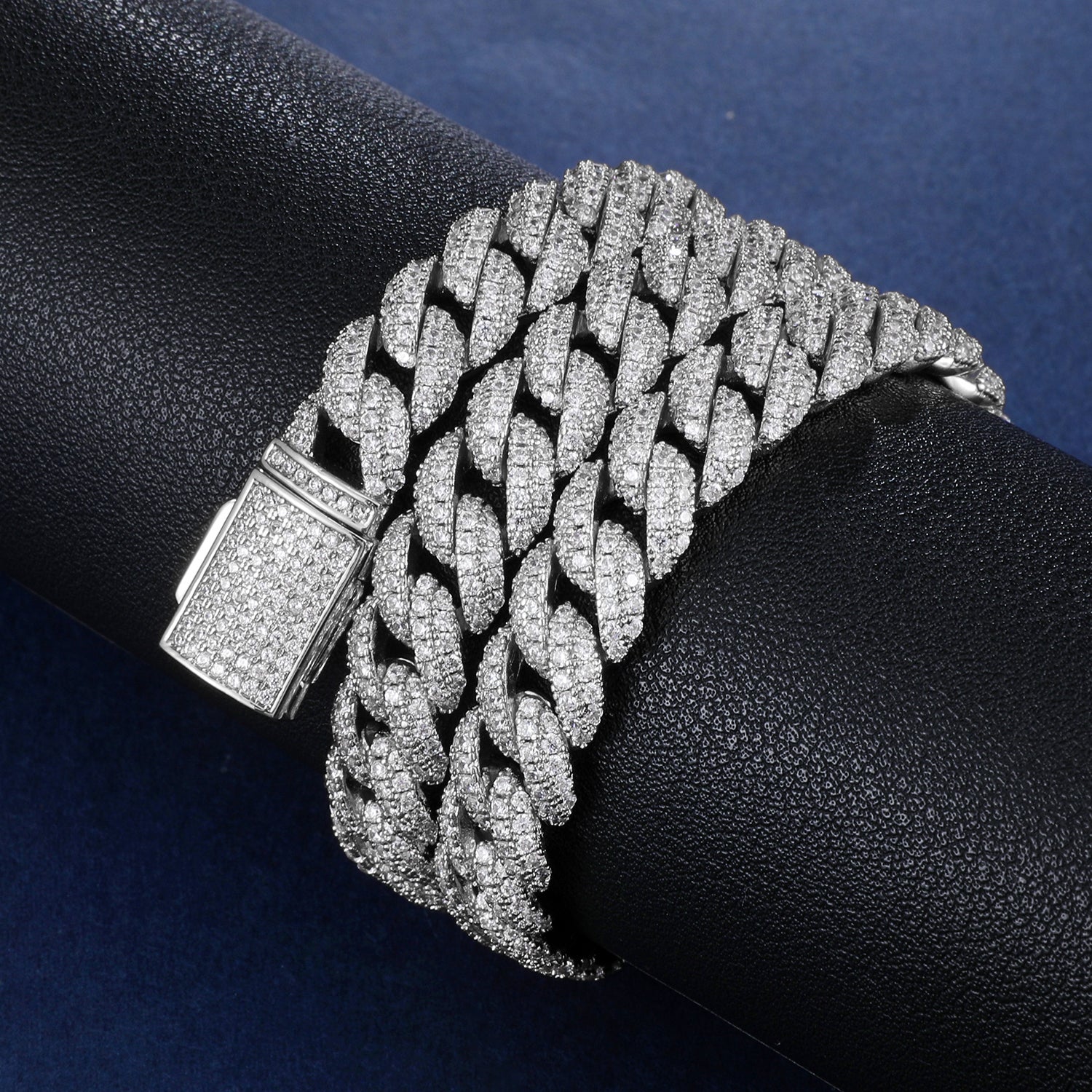 10mm Iced Cuban Link Chain in White Gold