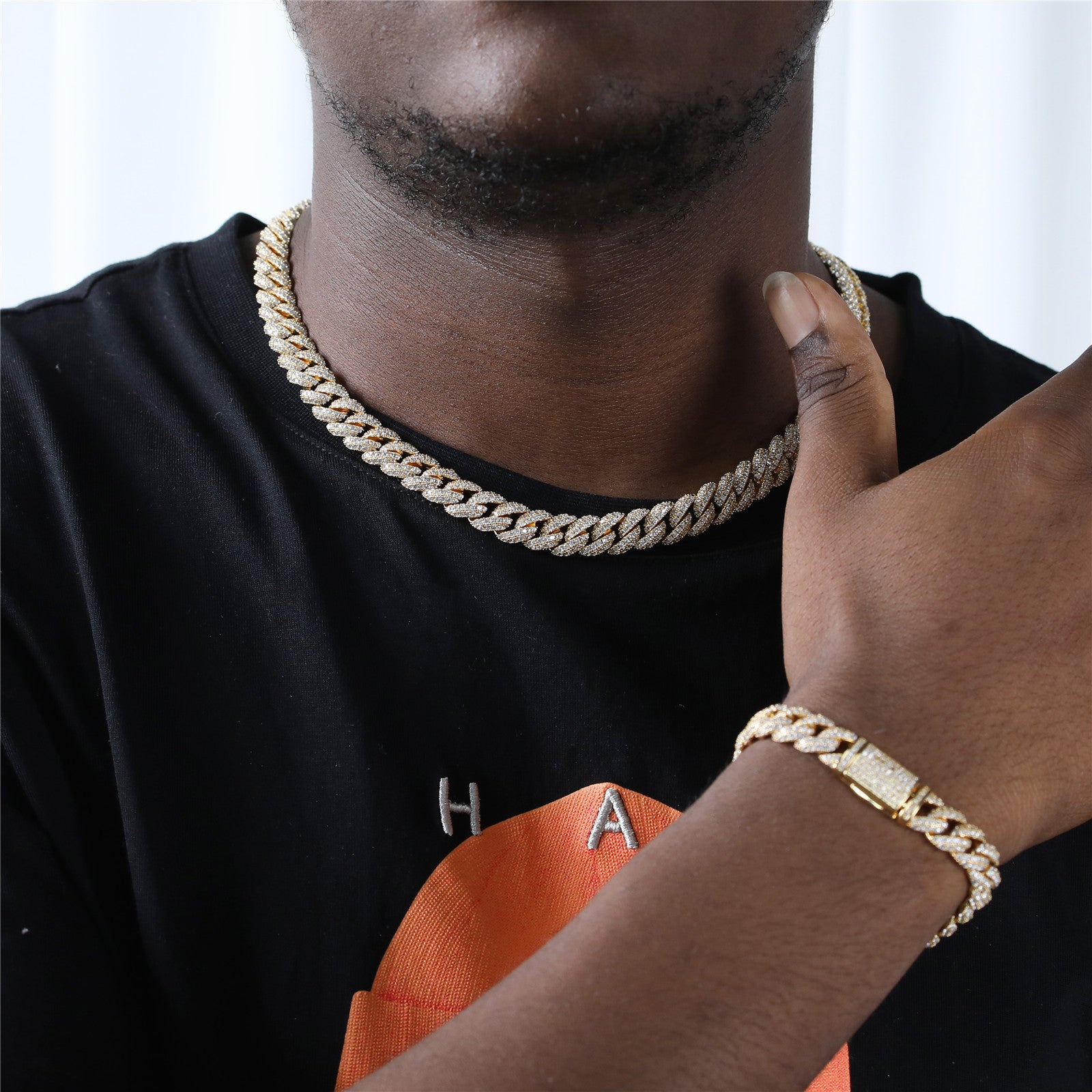 10mm Iced Cuban Link Bracelet in Yellow Gold