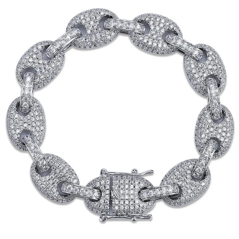 12mm Iced G-Link Bracelet in White Gold 820.3cm  The Icetruck