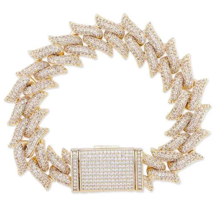 16mm Spiked Cuban Bracelet in Yellow Gold 922.9cm  The Icetruck