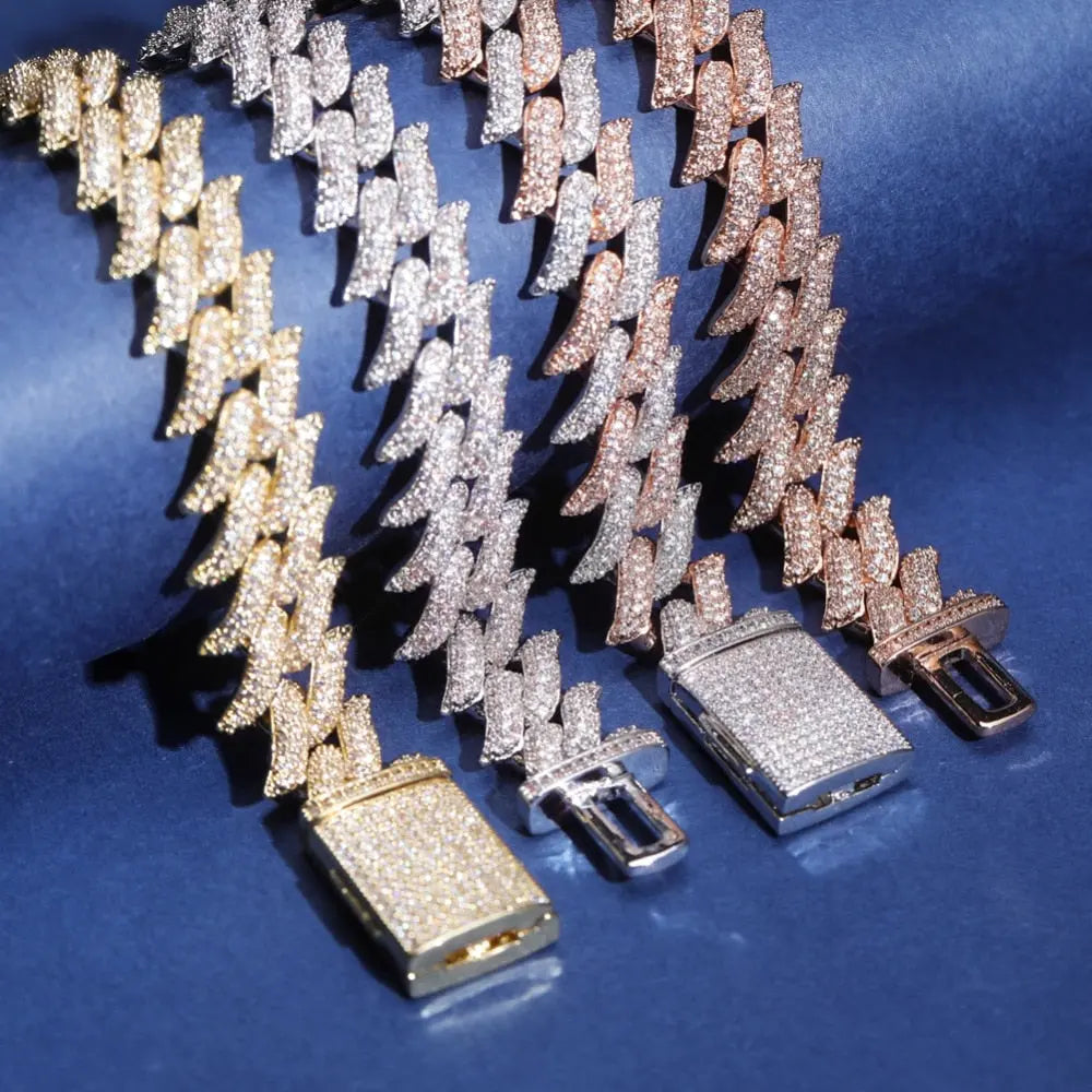 16mm Spiked Cuban Bracelet in Yellow Gold | - The Icetruck