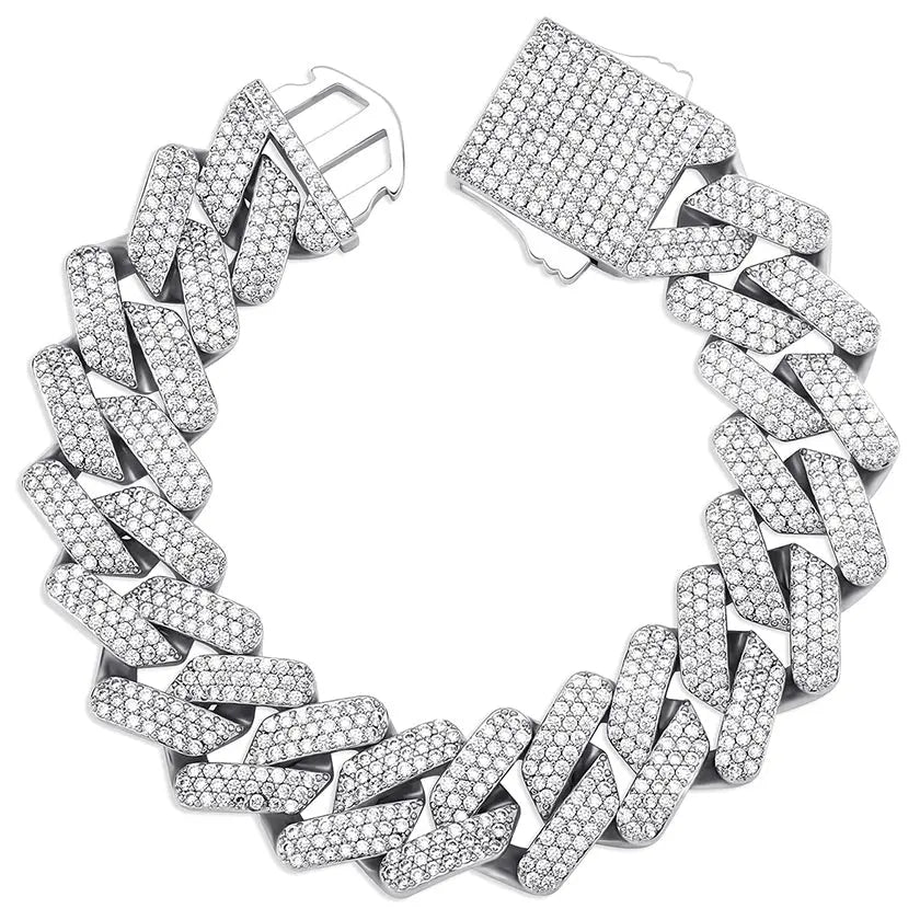 20mm Diamond Prong Link Bracelet in White Gold 922.9cm  The Icetruck