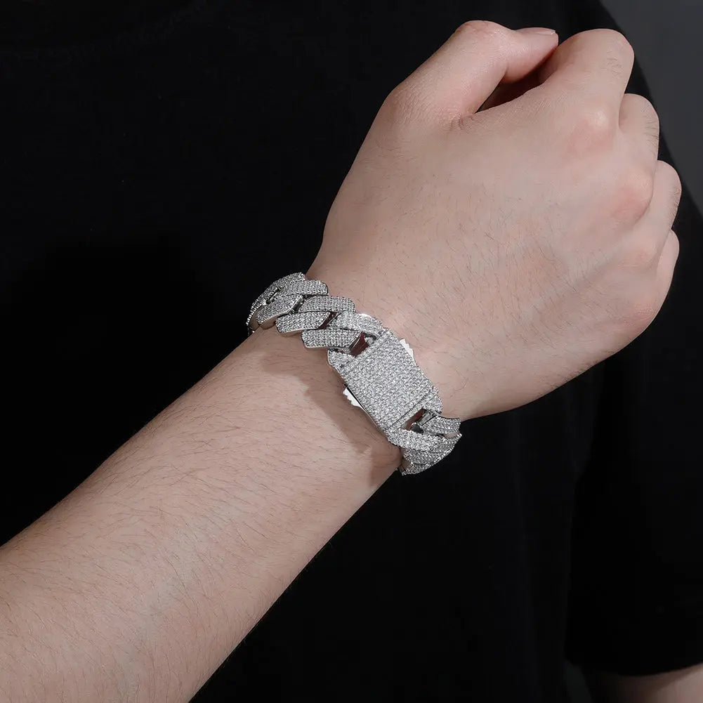 20mm Diamond Prong Link Bracelet in White Gold   The Icetruck
