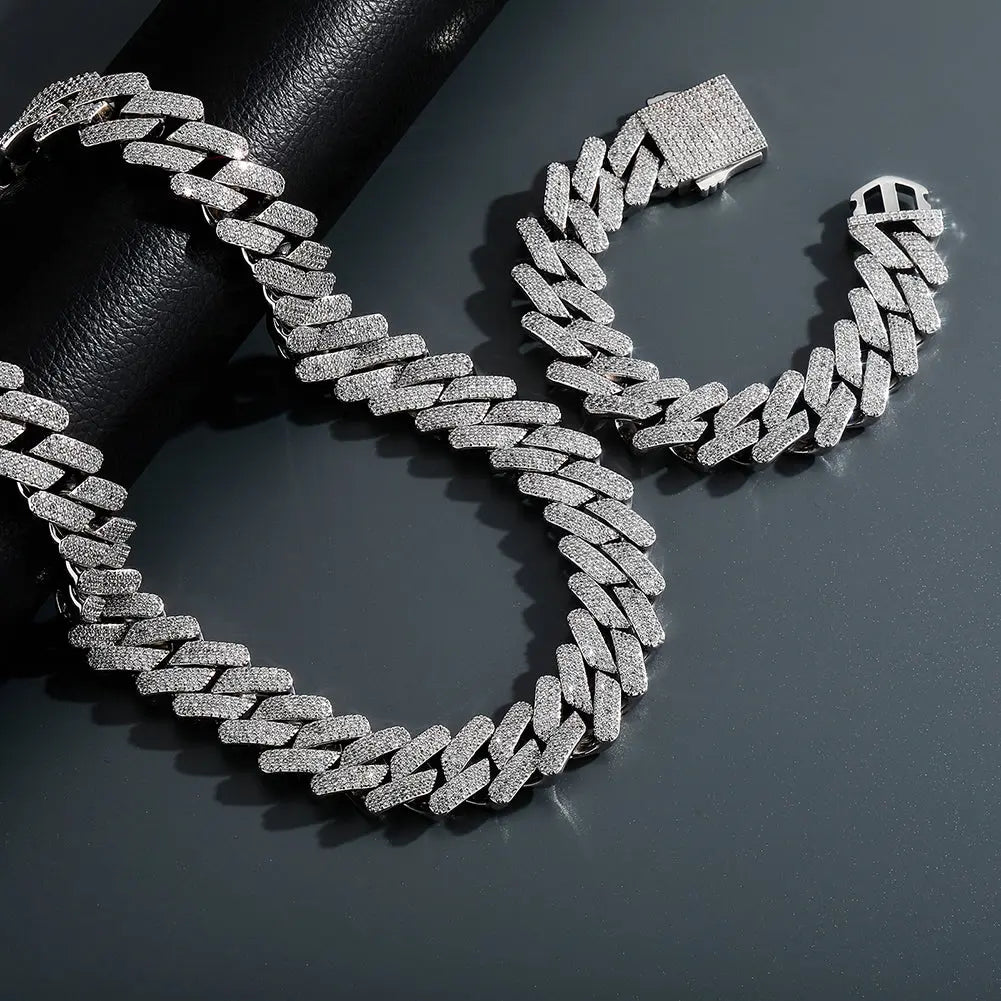 20mm Diamond Prong Link Bracelet in White Gold   The Icetruck