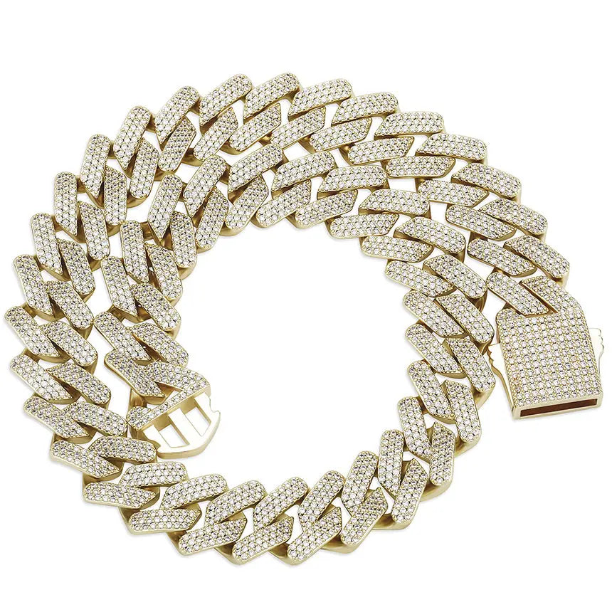 Gold And Diamond Cuban Link Chain For Women Gold And Diamond Cuban