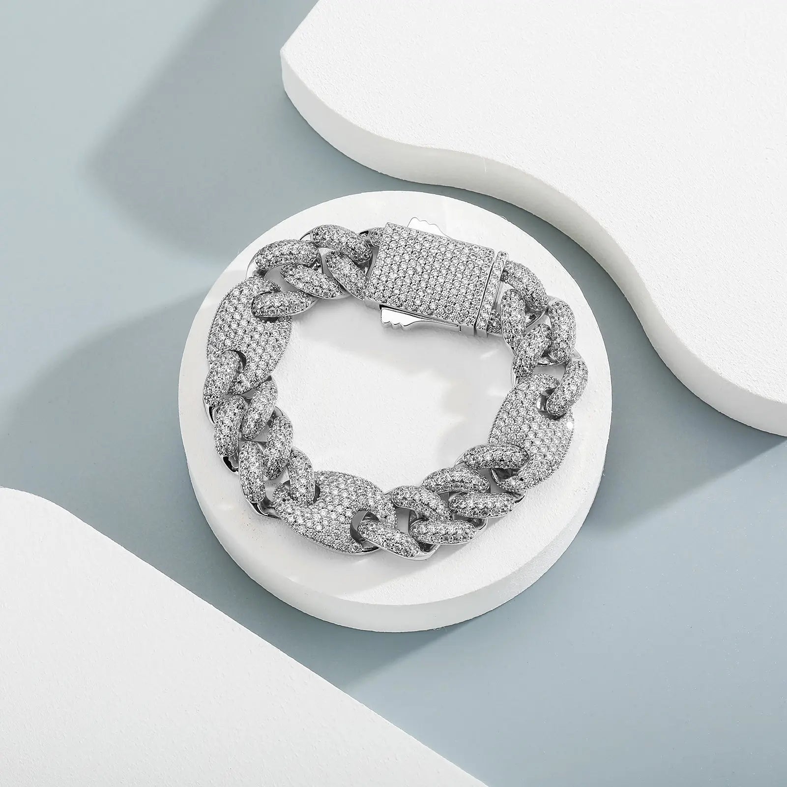 20mm Miami Cuban G-Link Bracelet in White Gold   The Icetruck