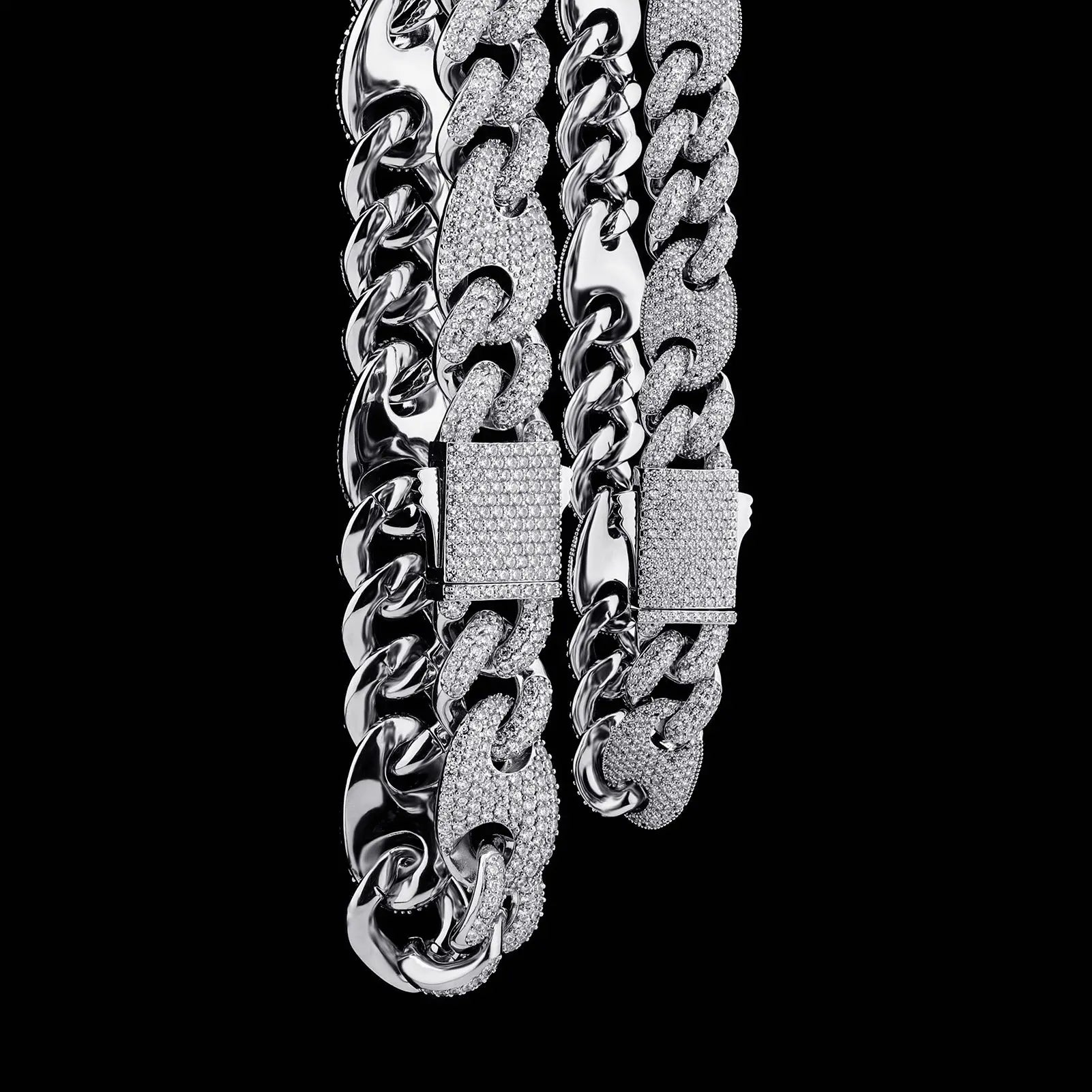 20mm Miami Cuban G-Link Chain in White Gold   The Icetruck