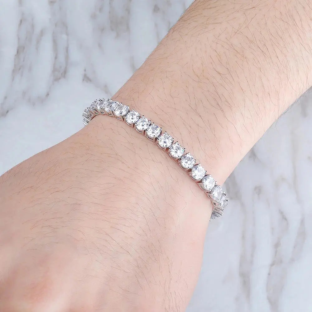 4mm Round Cut Tennis Bracelet in White Gold | - The Icetruck