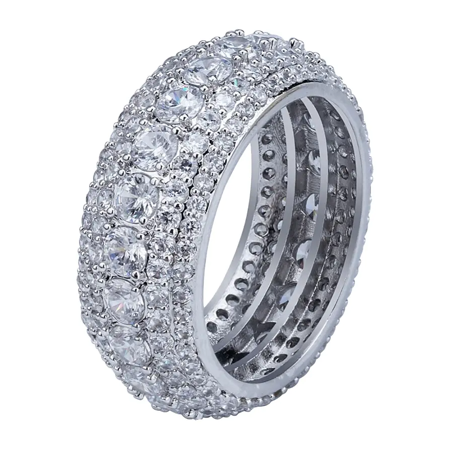5 Layer Diamond Band Ring in White Gold | 7 / 14k White Gold Plated - The Icetruck