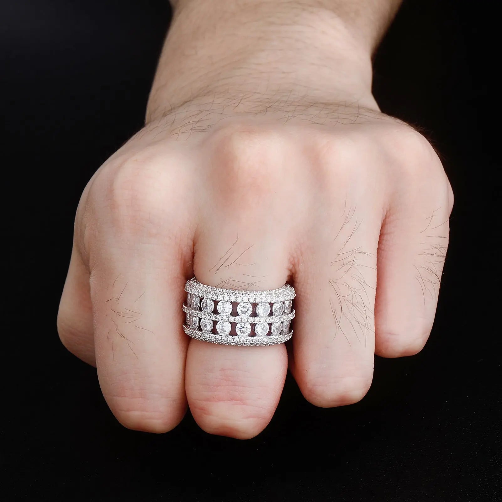 5 Row Diamond Band Ring in White Gold   The Icetruck