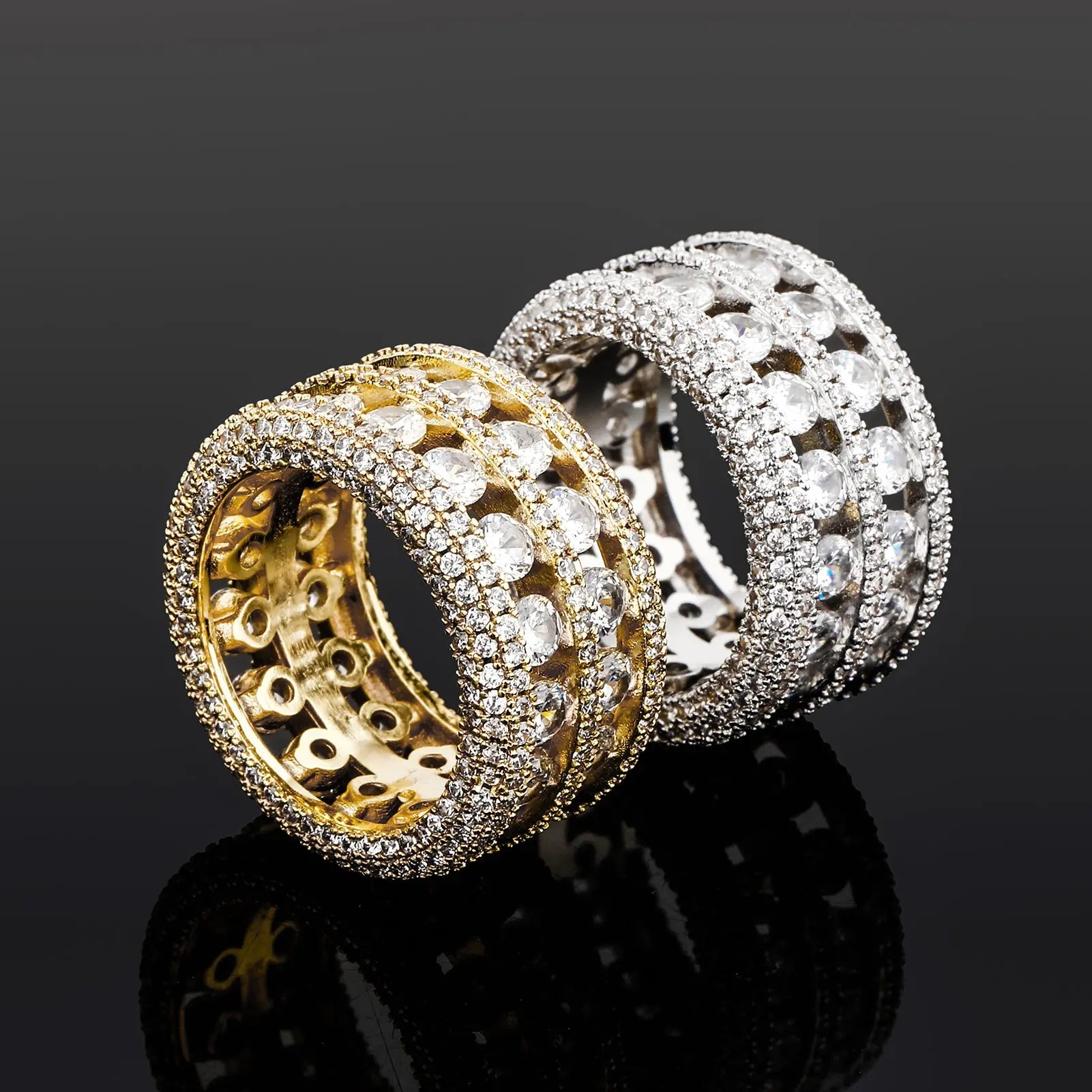 5 Row Diamond Band Ring in White Gold   The Icetruck