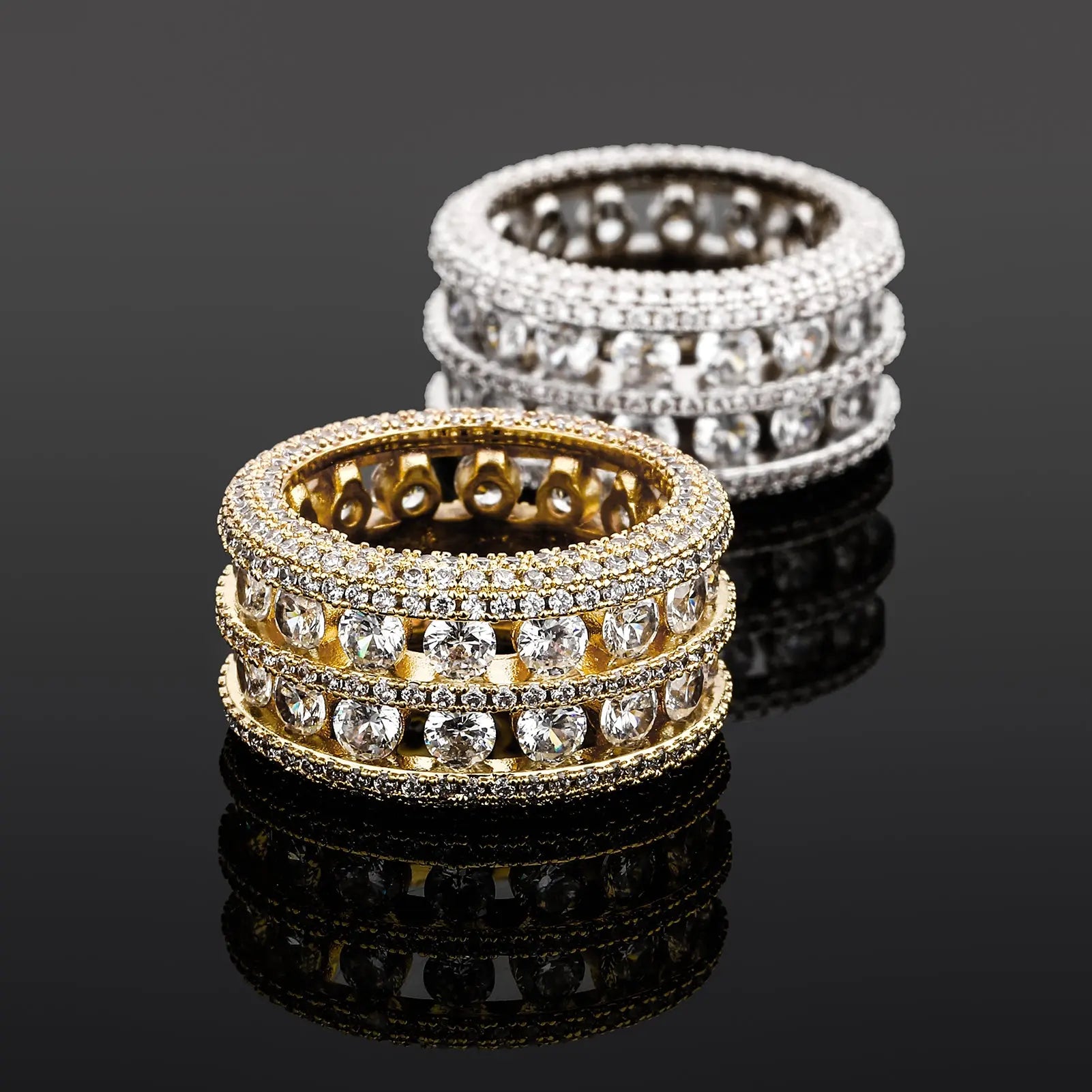 5 Row Diamond Band Ring in Yellow Gold   The Icetruck