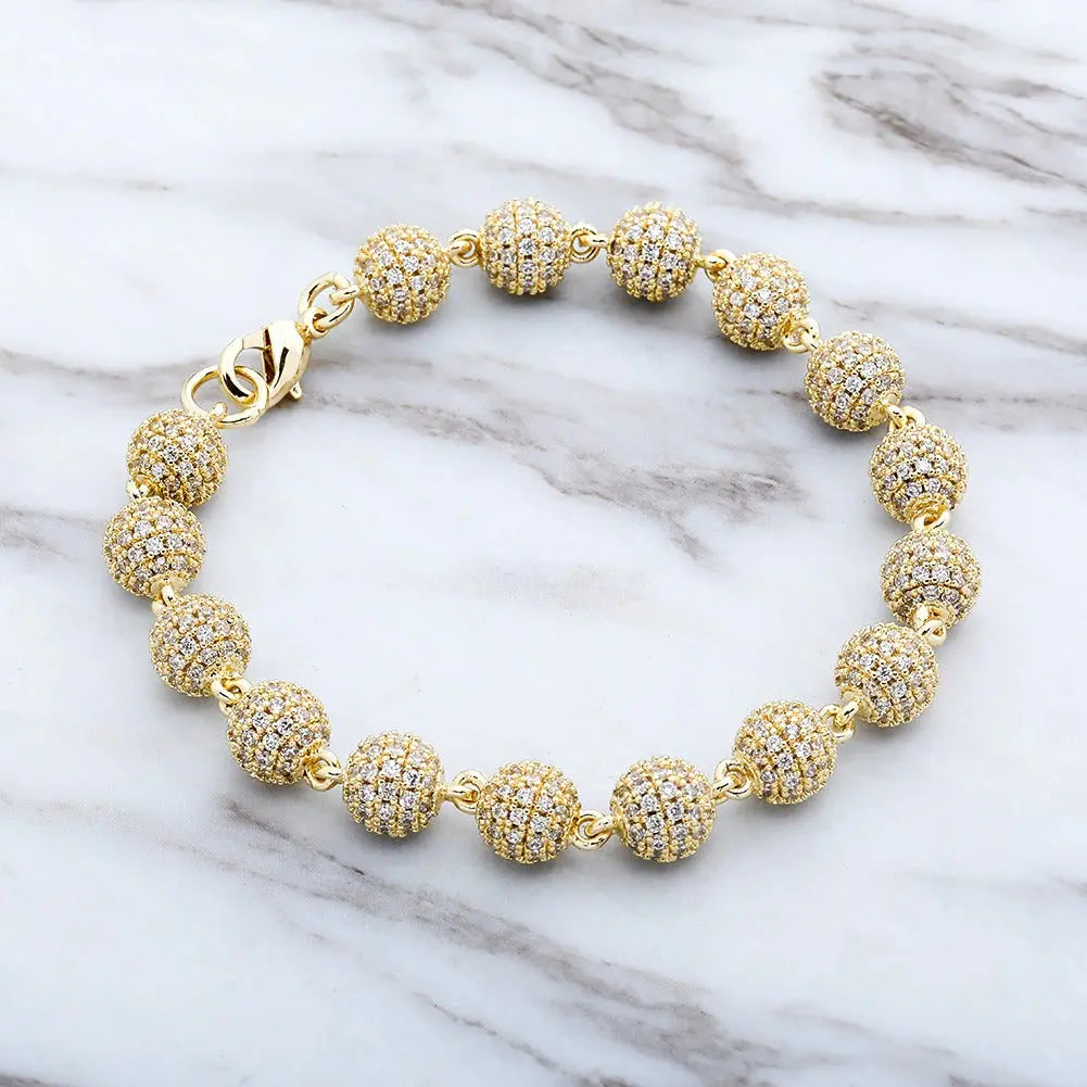 6mm Diamond Beads Bracelet in Yellow Gold | - The Icetruck