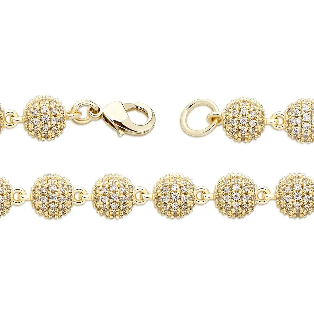 6mm Diamond Beads Bracelet in Yellow Gold | - The Icetruck