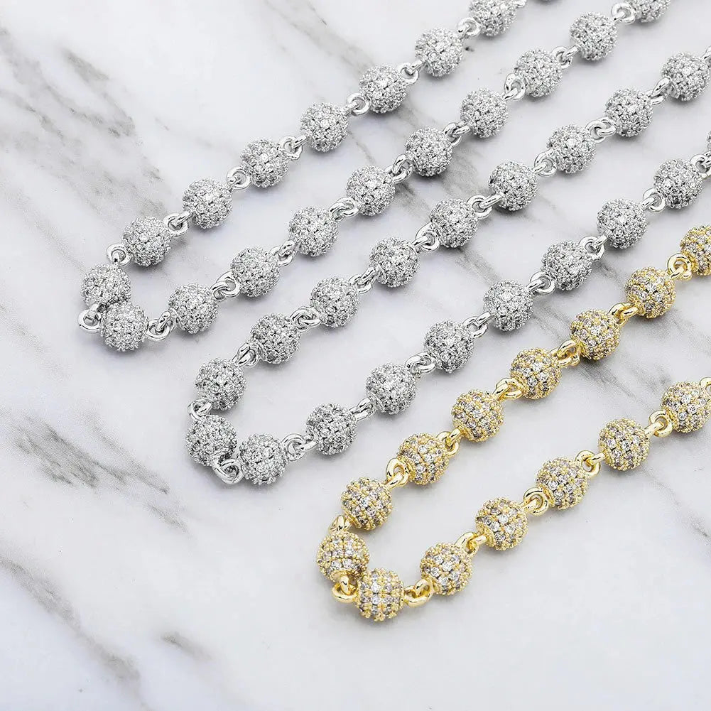 6mm Diamond Beads Chain in Yellow Gold | - The Icetruck