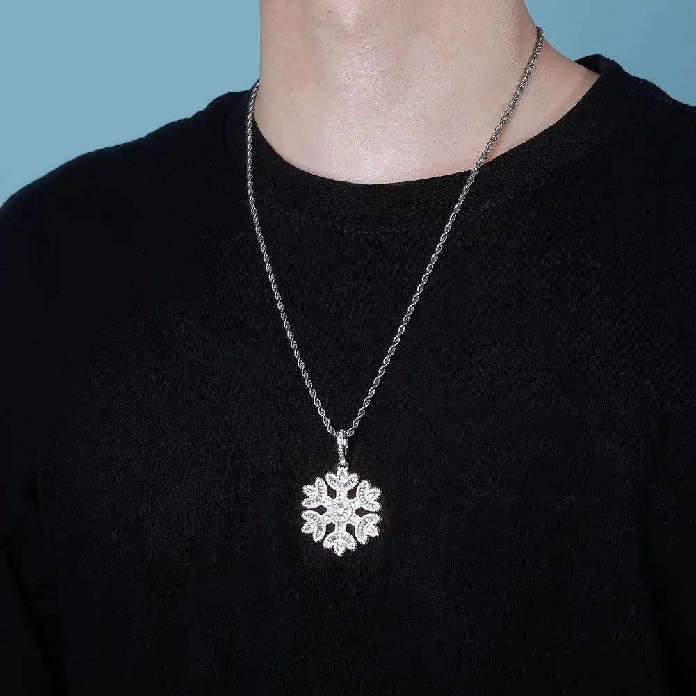 Baguette Diamond Snowflake Pendant | - The Icetruck