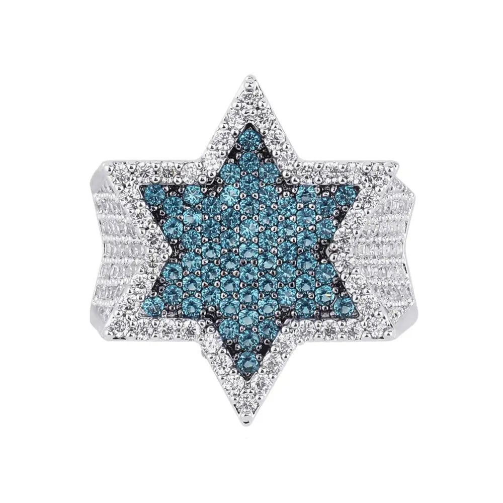 Blue Diamond Star Ring in White Gold | - The Icetruck