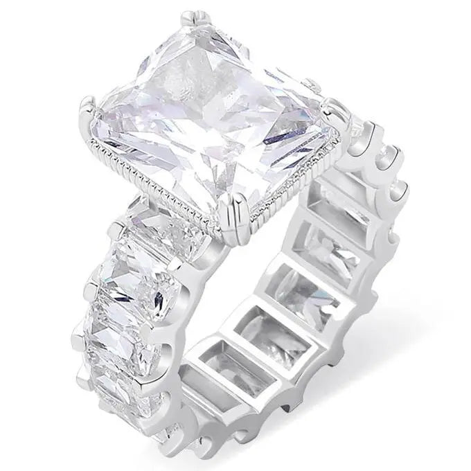 Center Stone Baguette Band Ring in White Gold 1062mm925Silvermadetoorder  The Icetruck