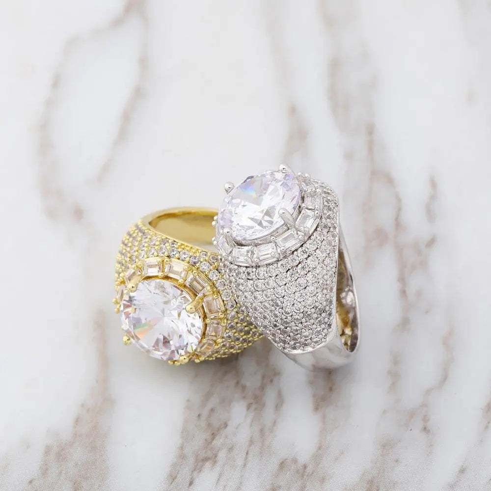 Clustered Diamond Band Ring in Yellow Gold | - The Icetruck