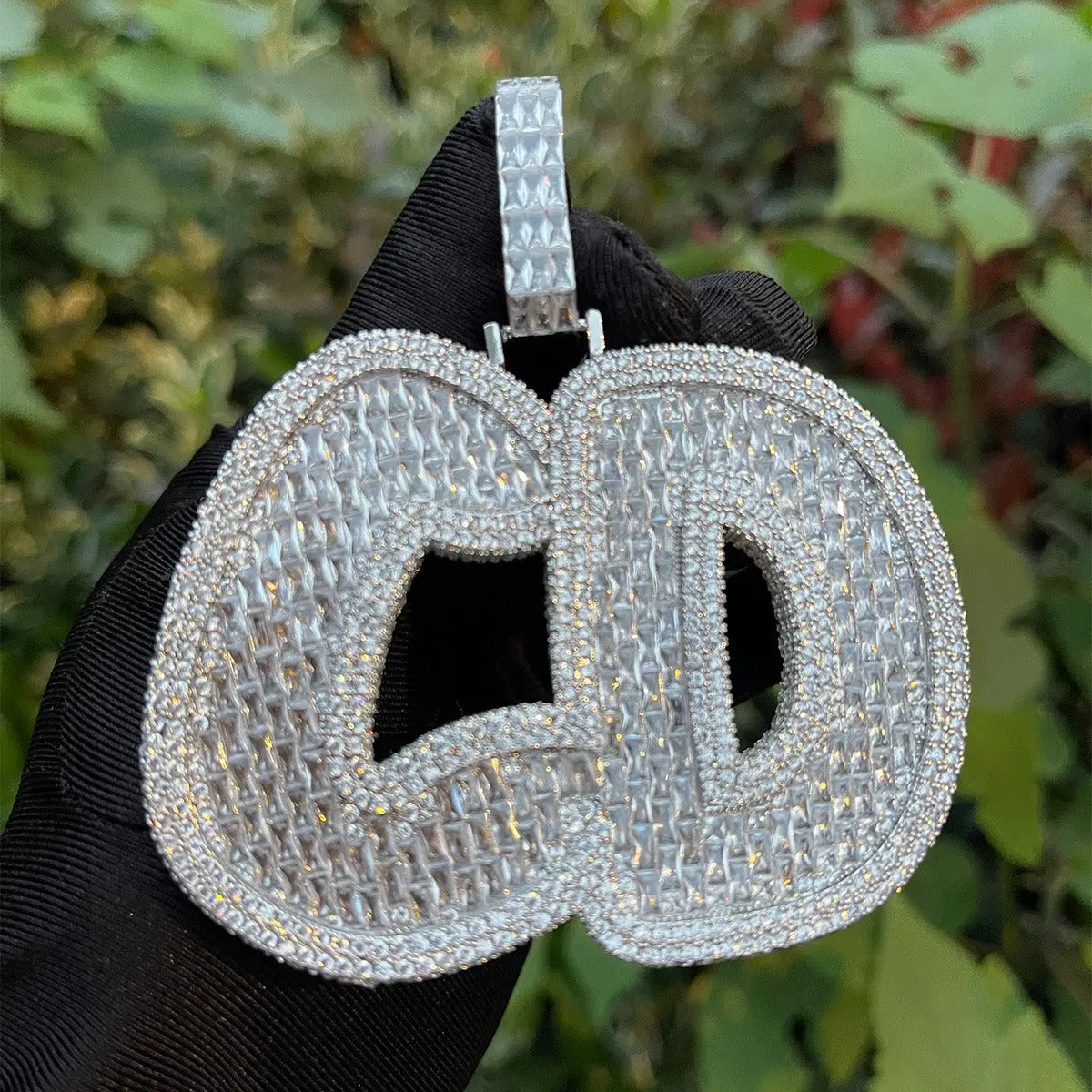 Custom Baguette Diamond Bubble Font Pendant | - The Icetruck