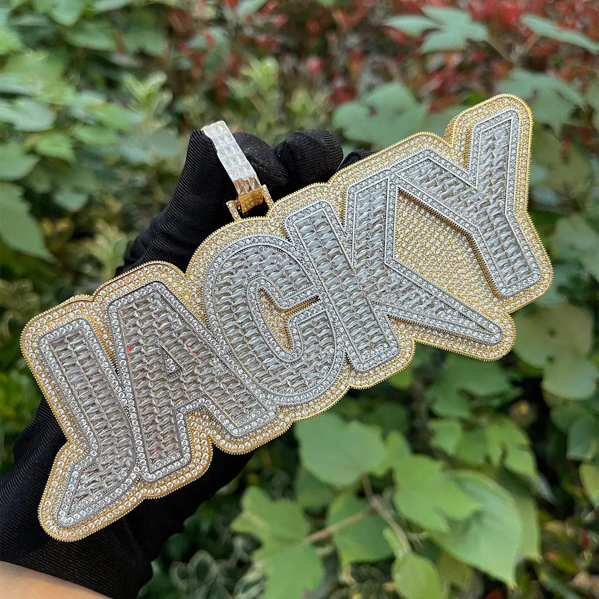 Custom Baguette Diamond Slick Font Pendant | - The Icetruck