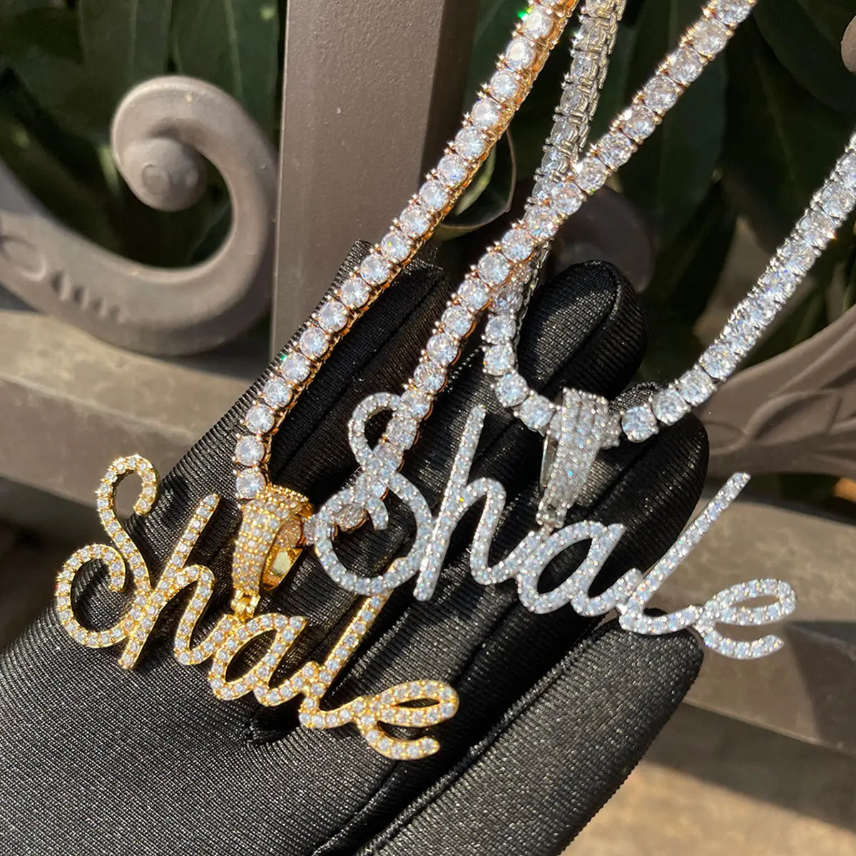 Iced Out Custom Diamond Cursive Font Pendant in white gold from The Icetruck