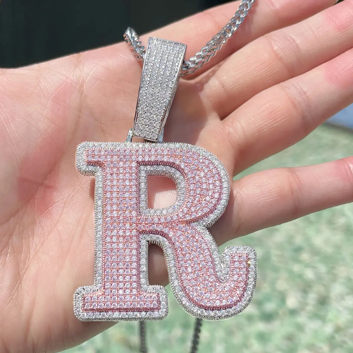 Custom Iced Out Retro Initial Pendant   The Icetruck