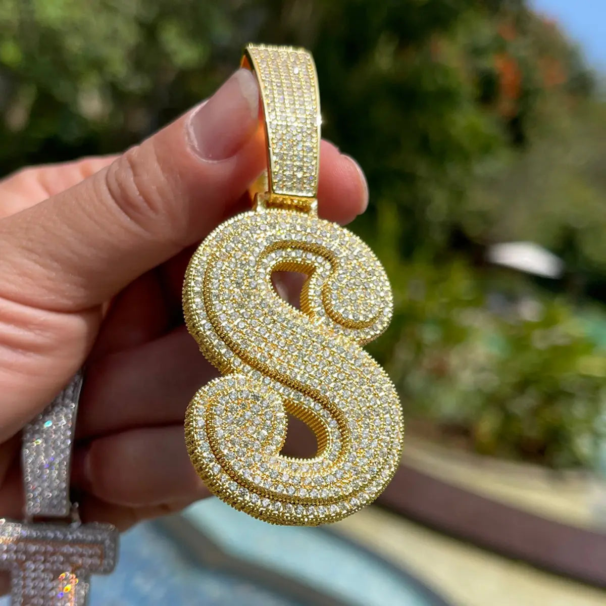 Custom Iced Out Retro Initial Pendant   The Icetruck