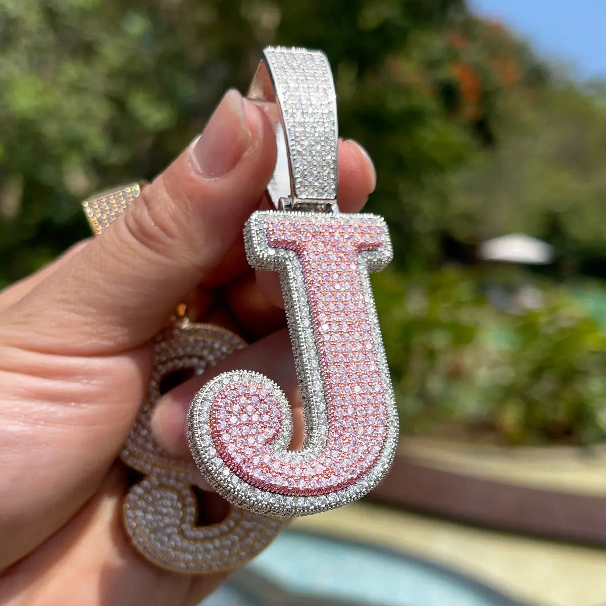 Custom Iced Out Retro Initial Pendant   The Icetruck