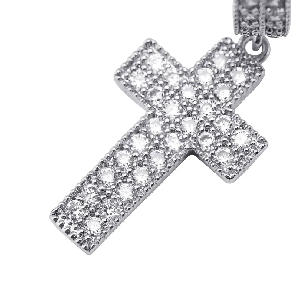 Diamond Cross Hoop Earrings in White Gold | - The Icetruck