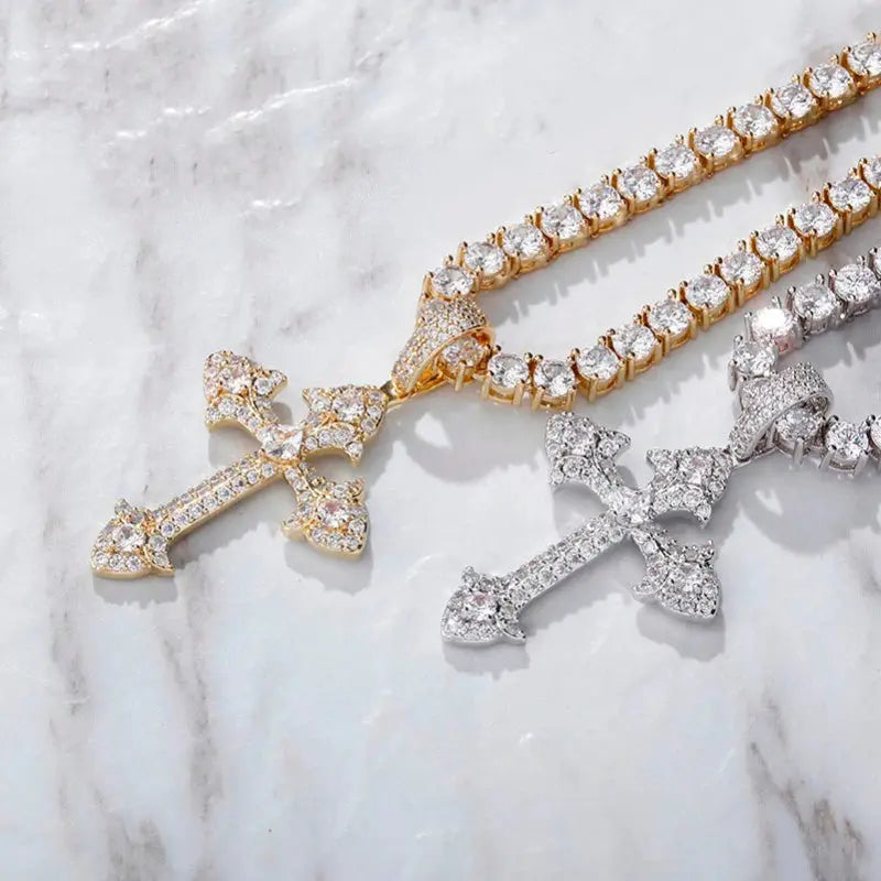 Fleur de Lis Cross Pendant   The Icetruck