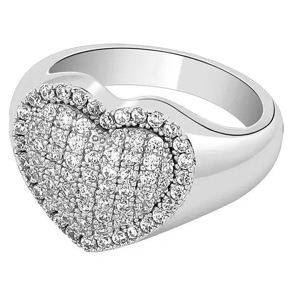 Iced Heart Ring in White Gold 1062mm925Silvermadetoorder  The Icetruck
