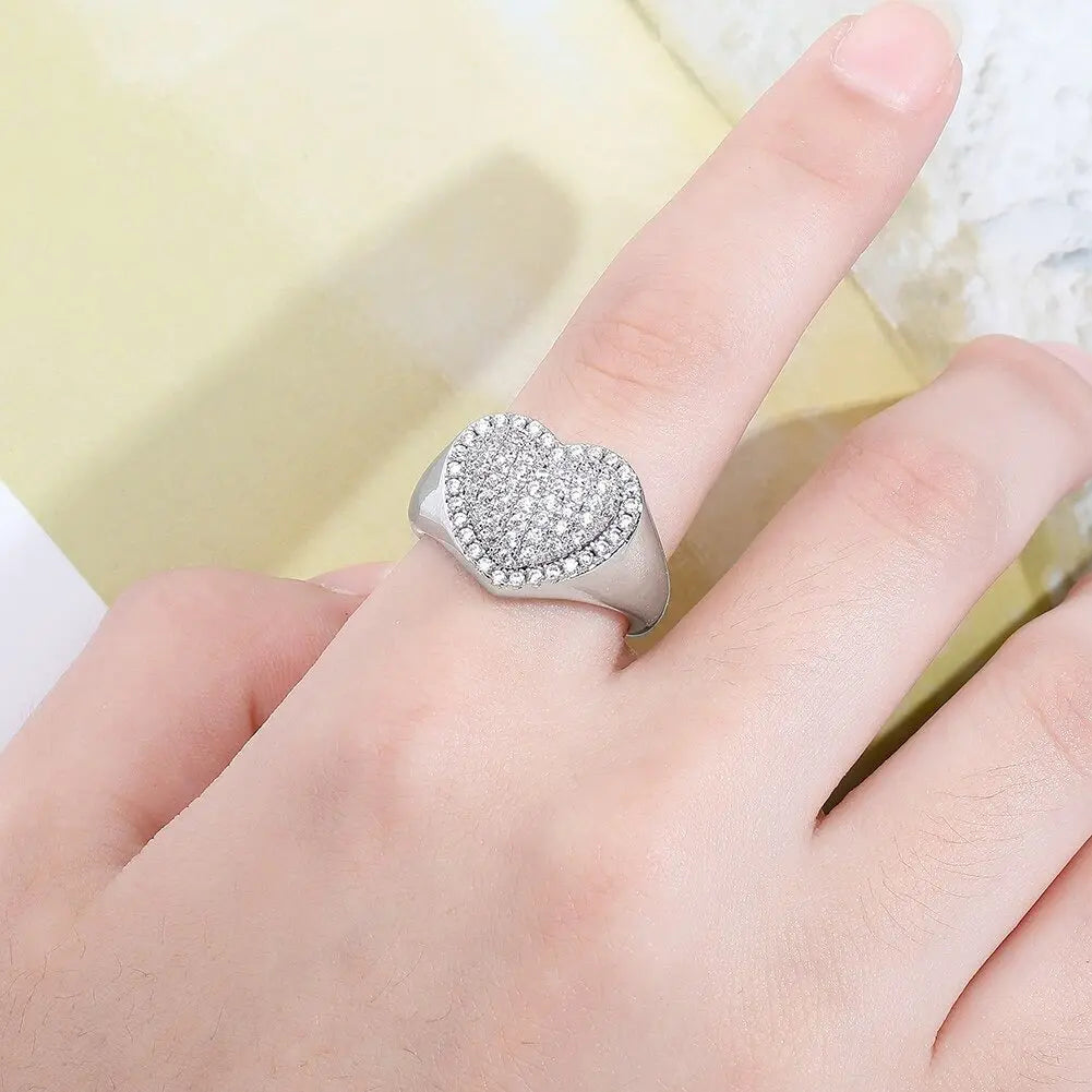Iced Heart Ring in White Gold | - The Icetruck