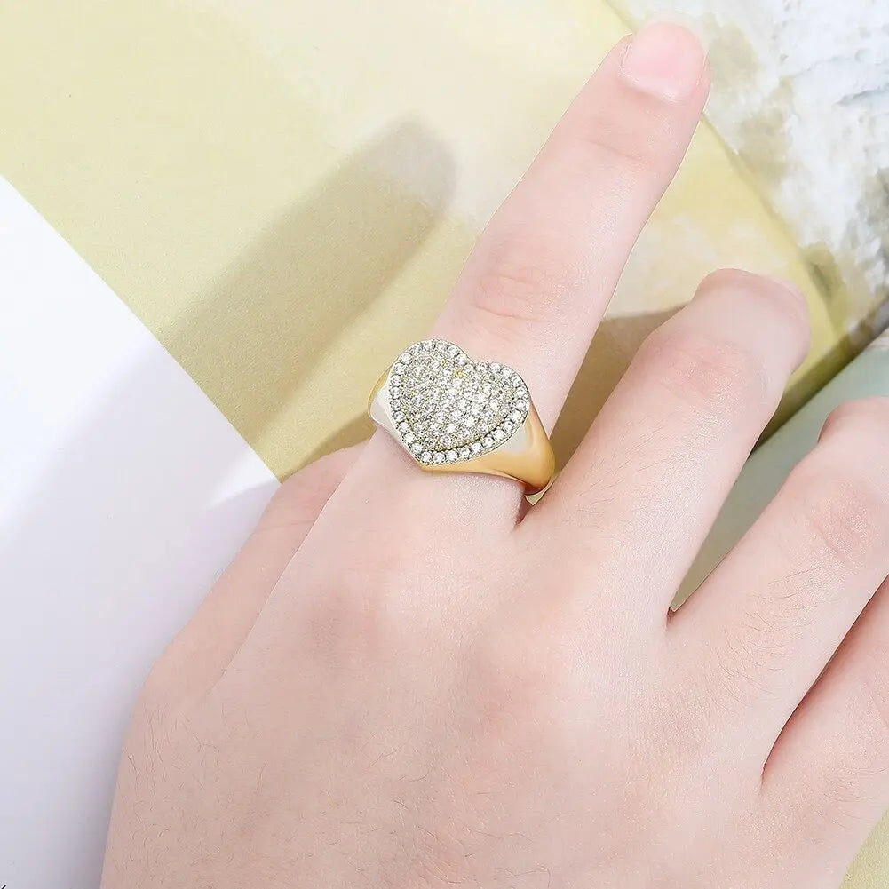 Iced Heart Ring in Yellow Gold | - The Icetruck