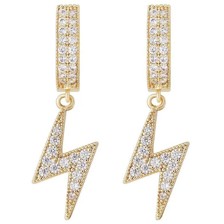 Iced Lightning Hoop Earrings in Yellow Gold   The Icetruck