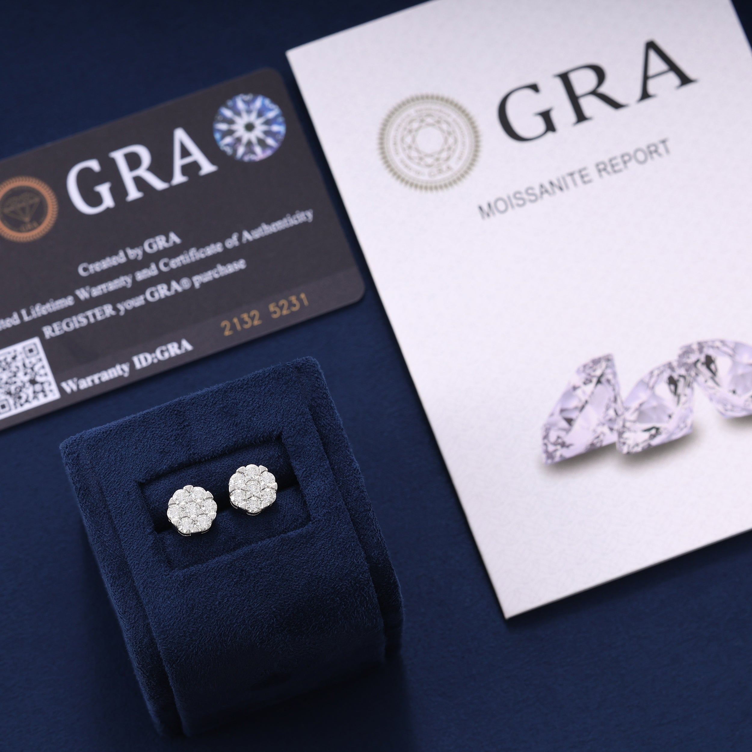 Moissanite Halo Cluster Stud Earrings in 925 Silver