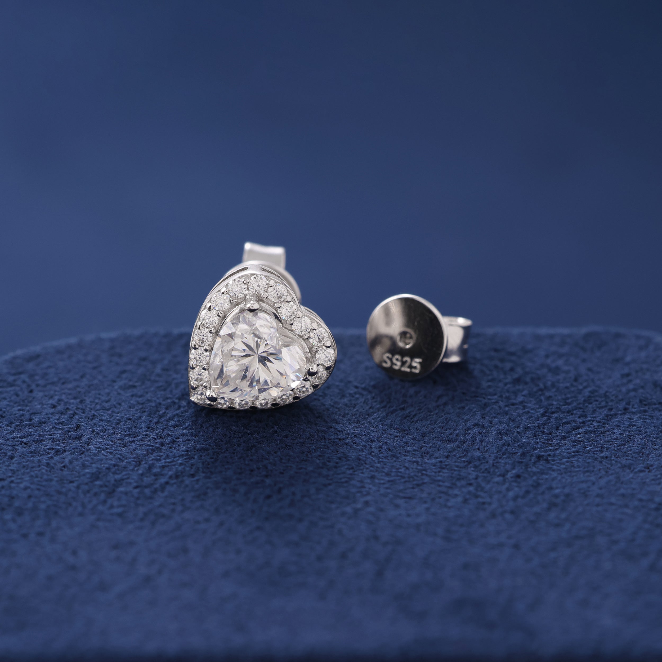 Moissanite Clustered Heart Earrings in 925 Silver