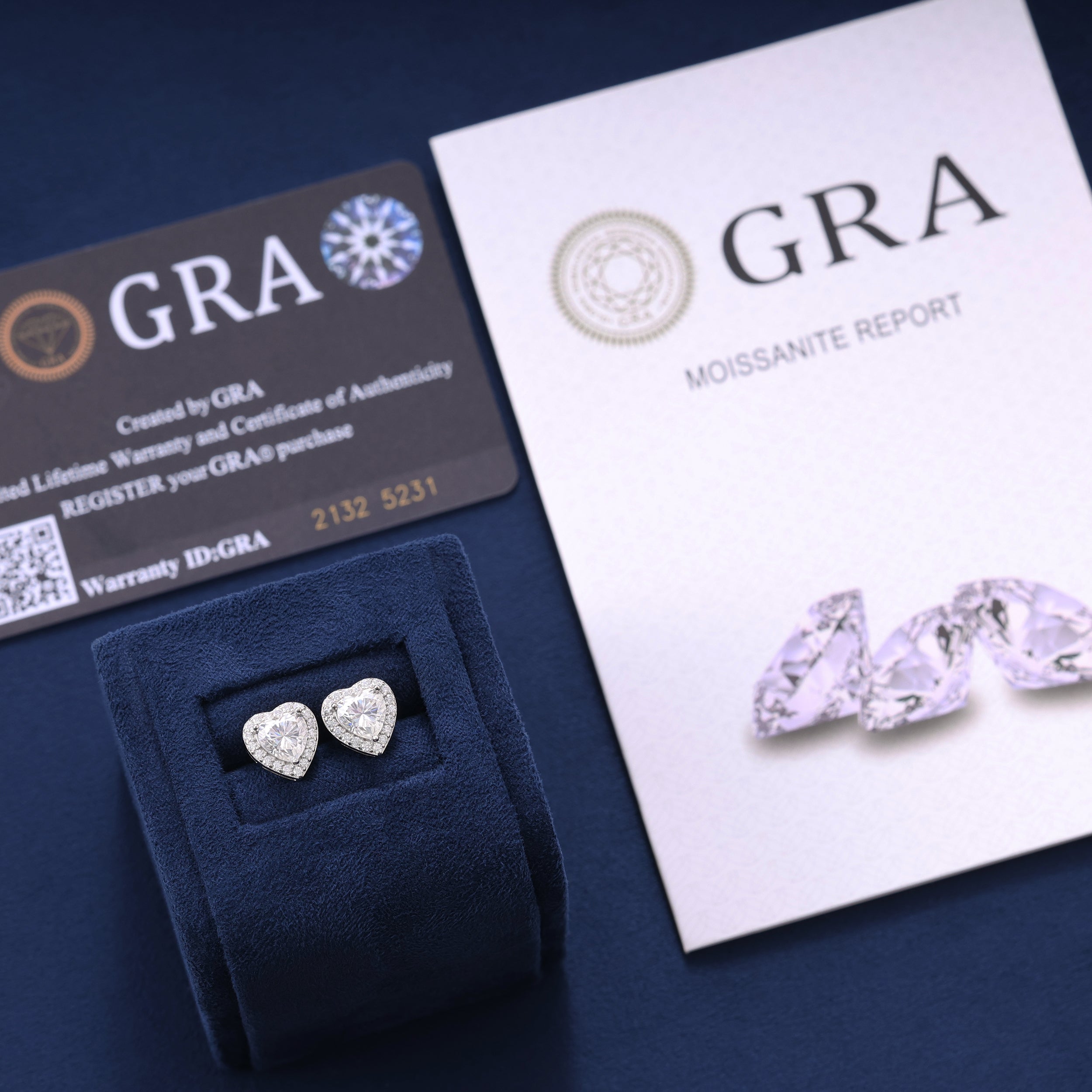 Moissanite Clustered Heart Earrings in 925 Silver