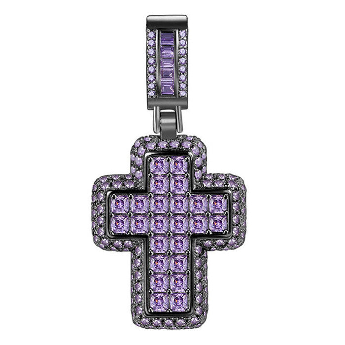 Purple Baguette Cross Pendant