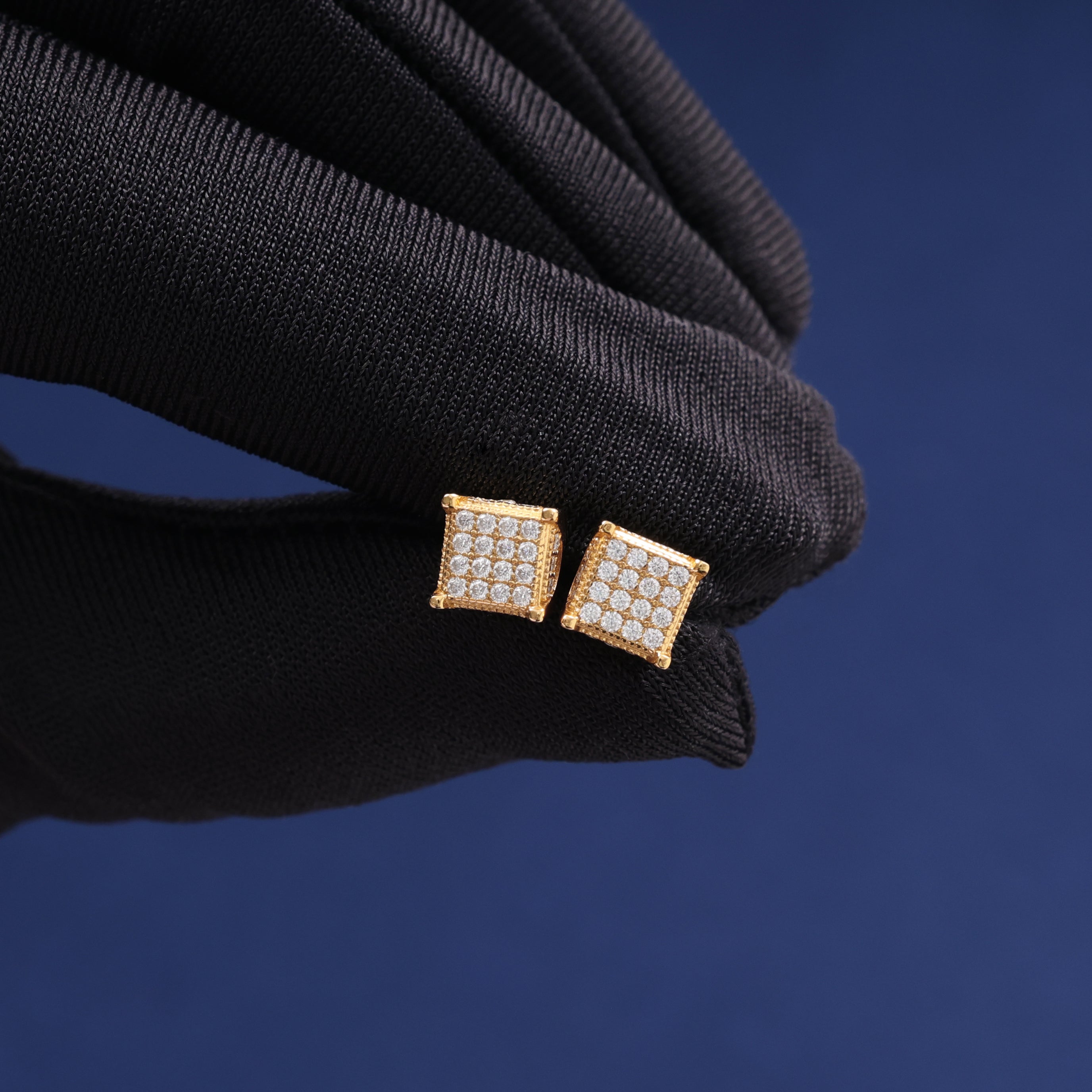 Moissanite Square Stud Earrings in Gold Vermeil
