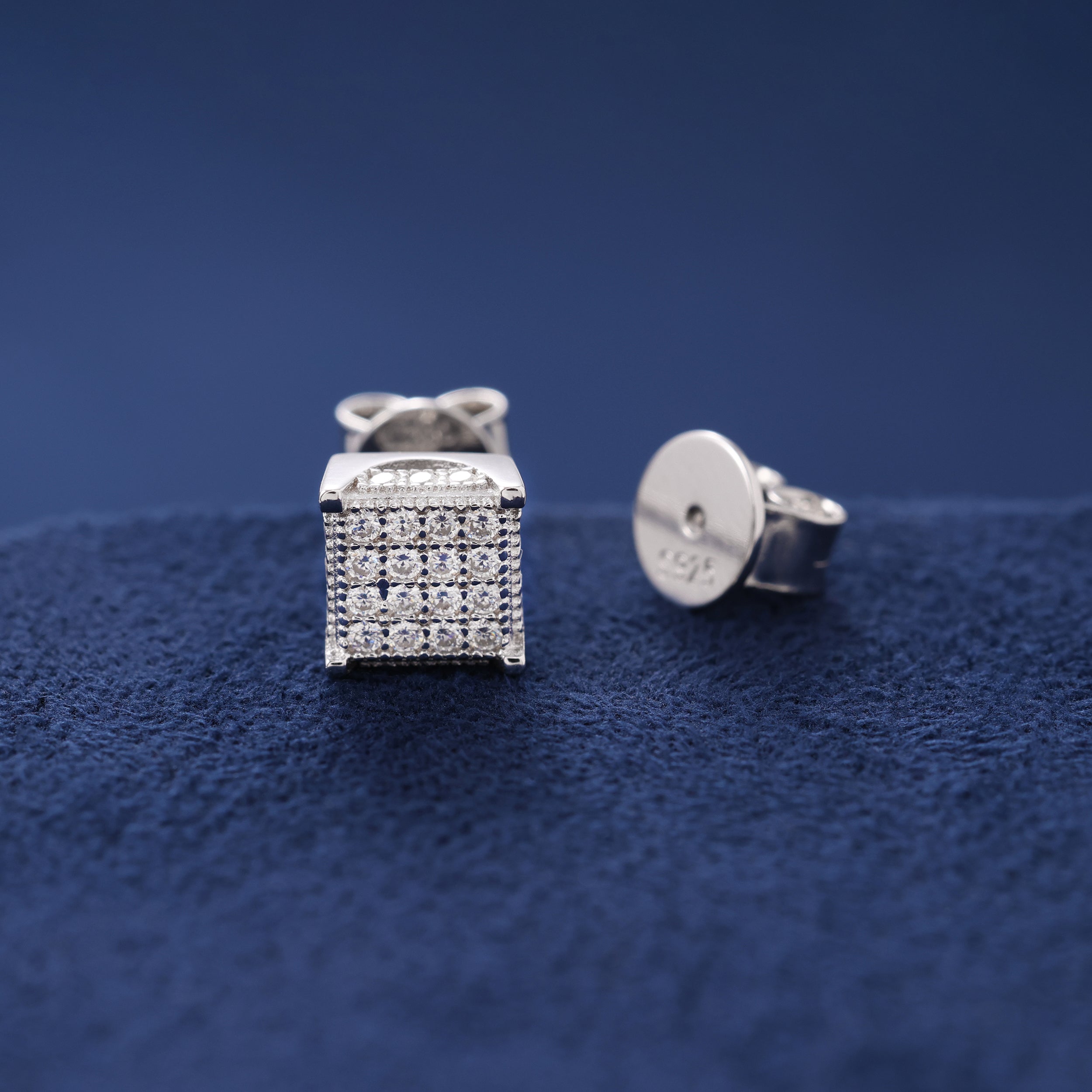 Moissanite Square Stud Earrings in 925 Silver
