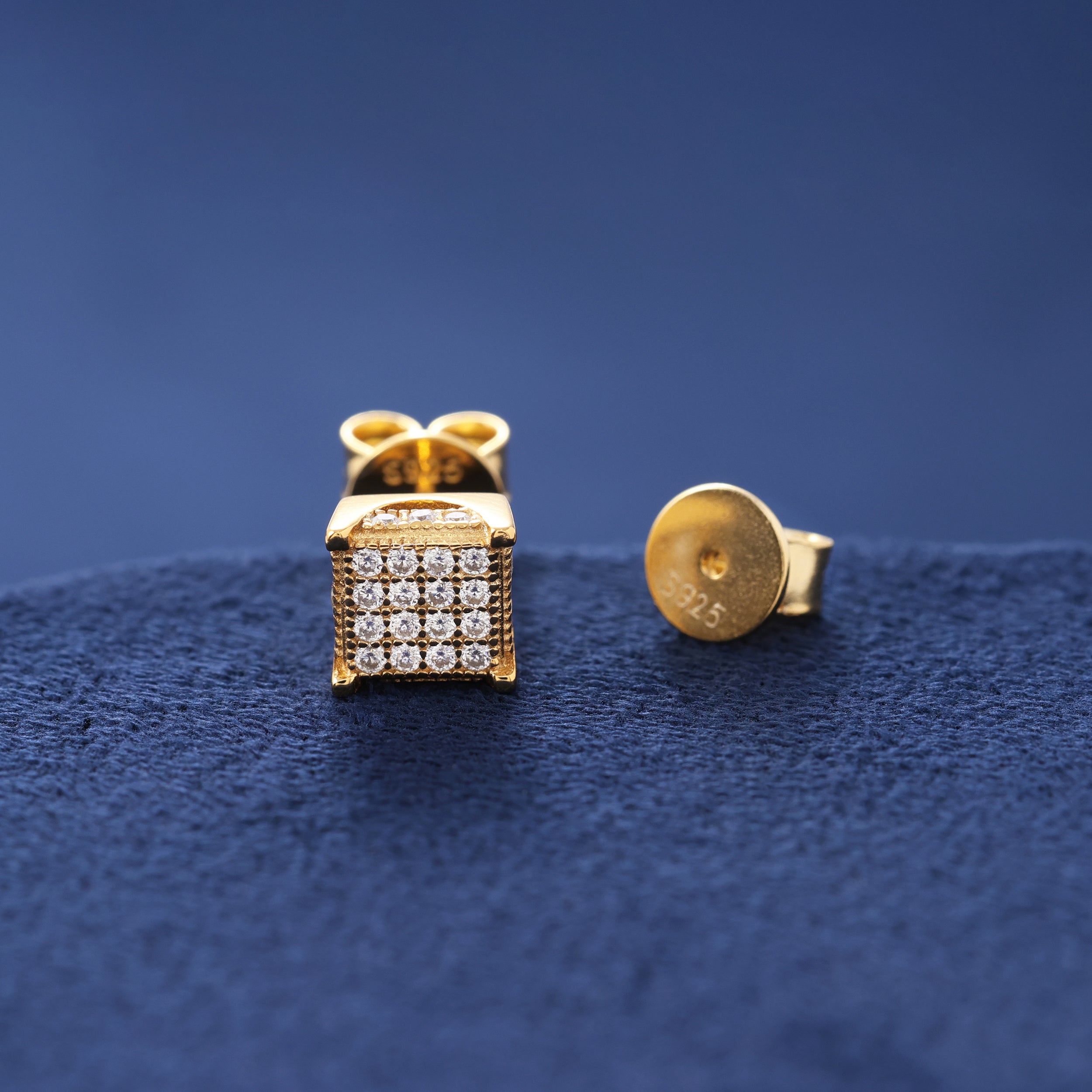 Moissanite Square Stud Earrings in Gold Vermeil