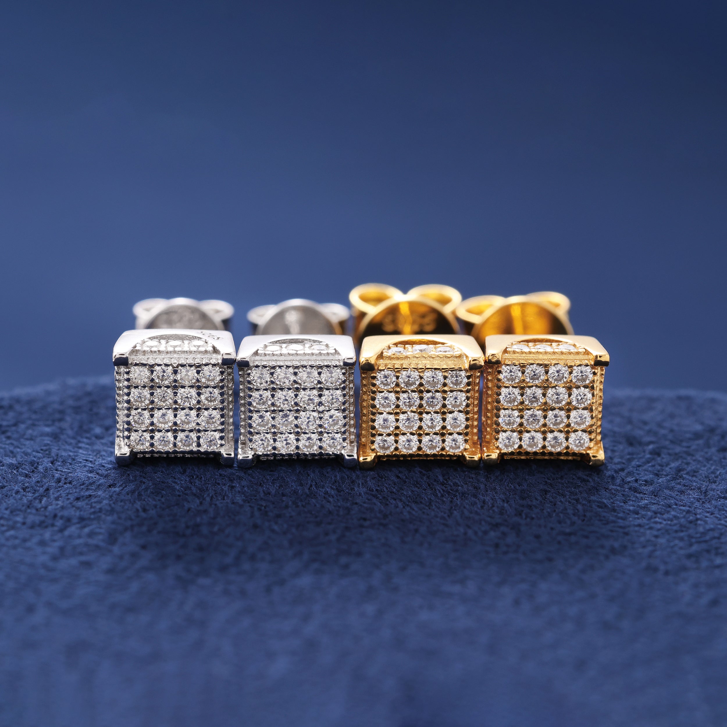 Moissanite Square Stud Earrings in Gold Vermeil