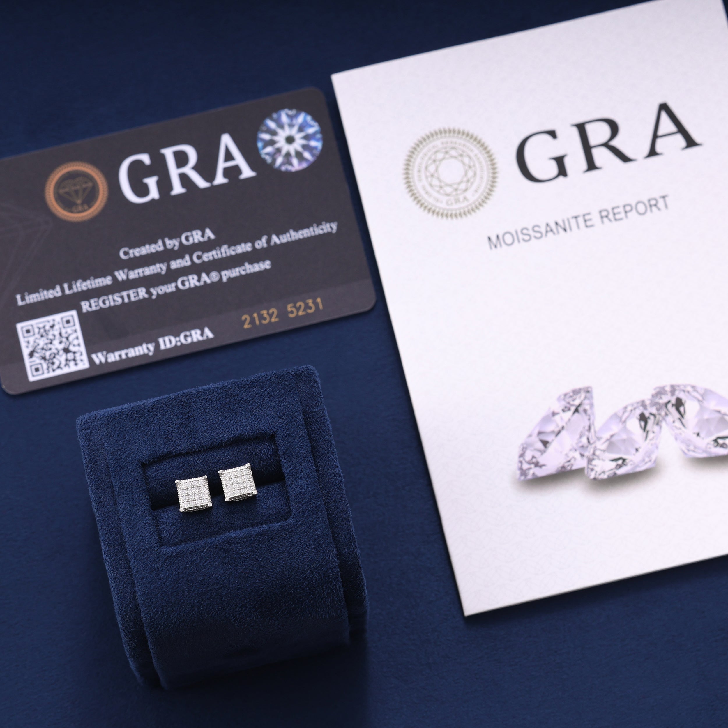 Moissanite Square Stud Earrings in 925 Silver