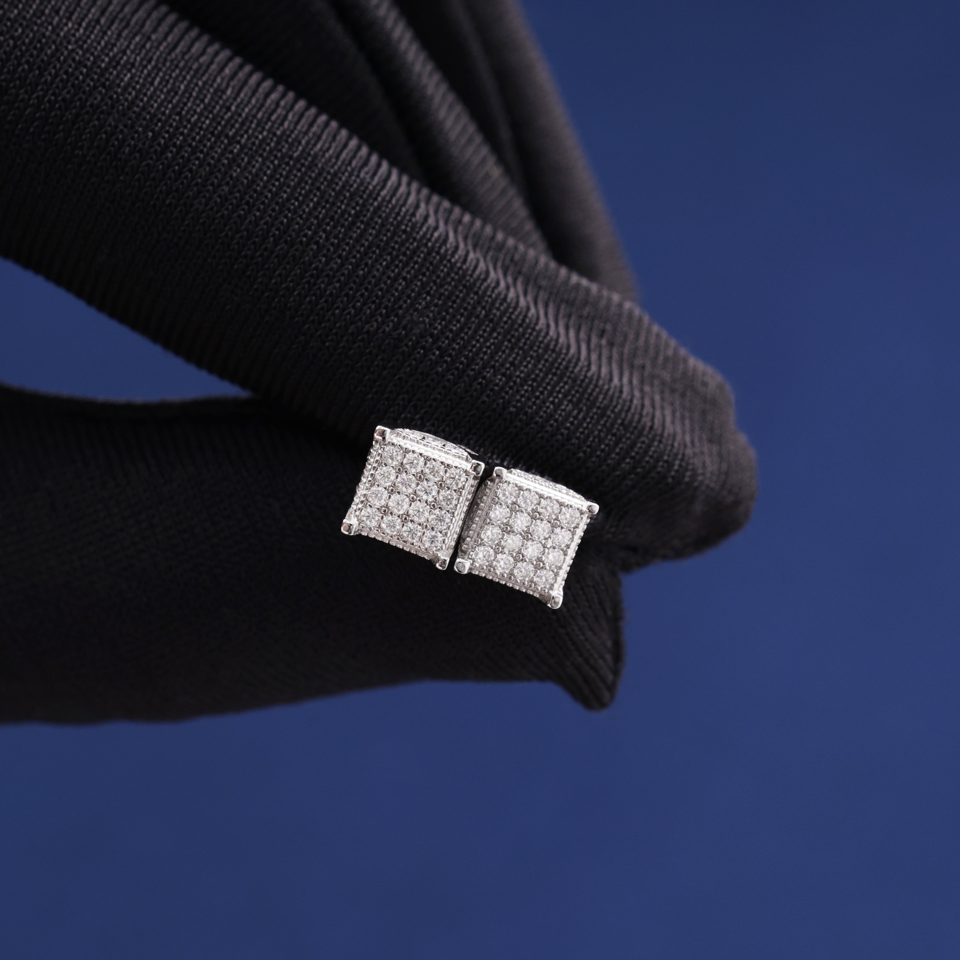 Moissanite Square Stud Earrings in 925 Silver