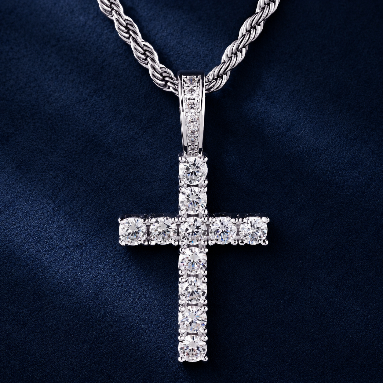 S925 Moissanite Tennis Cross Pendant